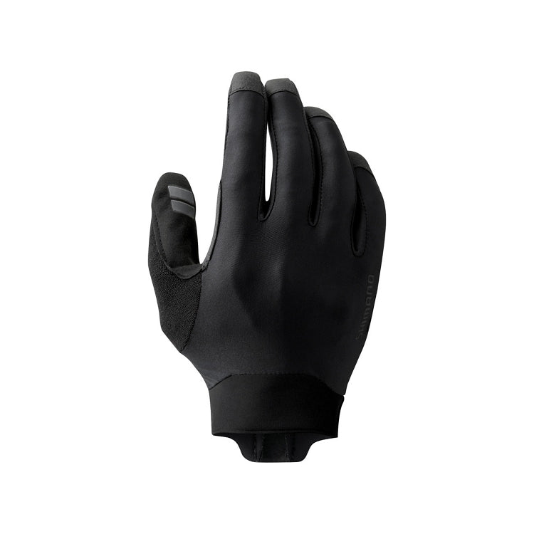 Black glove, Shimano logo, front view