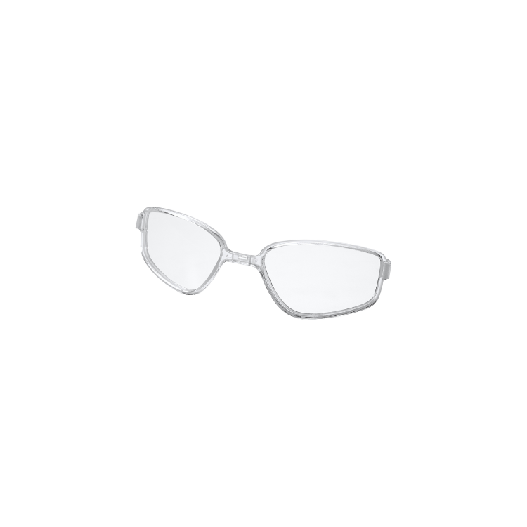 Clear eyewear lens on a white background