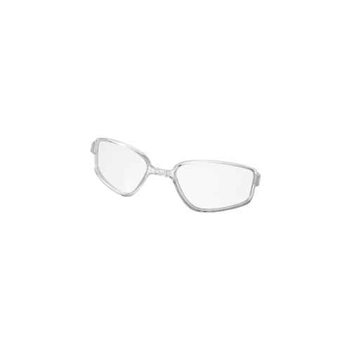 Clear eyewear lens on a white background