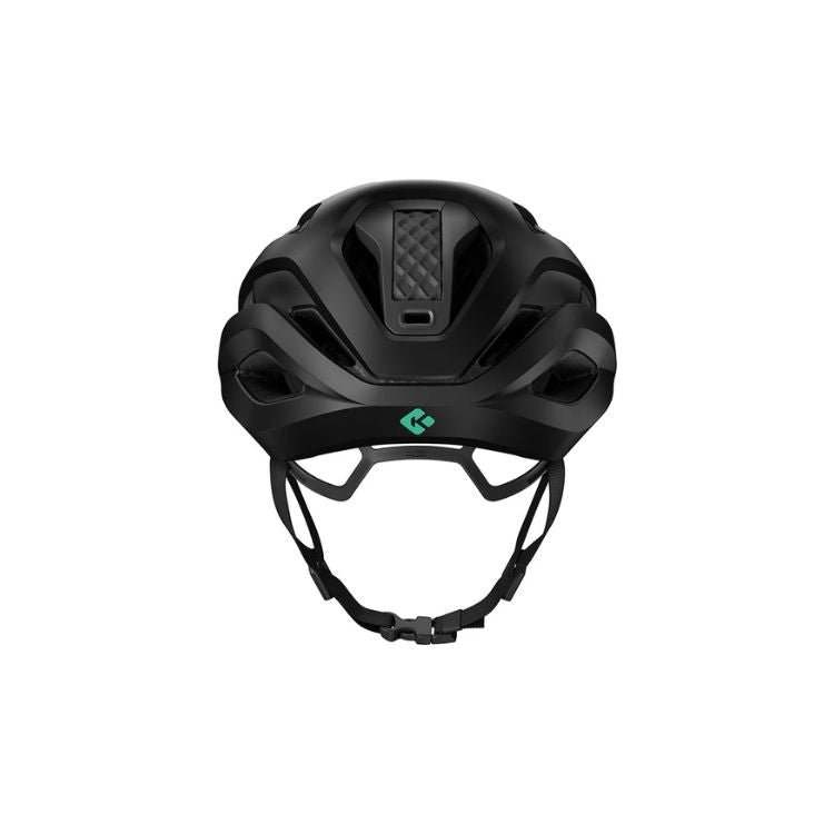 Lazer Strada helmet with black strap, full matte black, back side view, size large