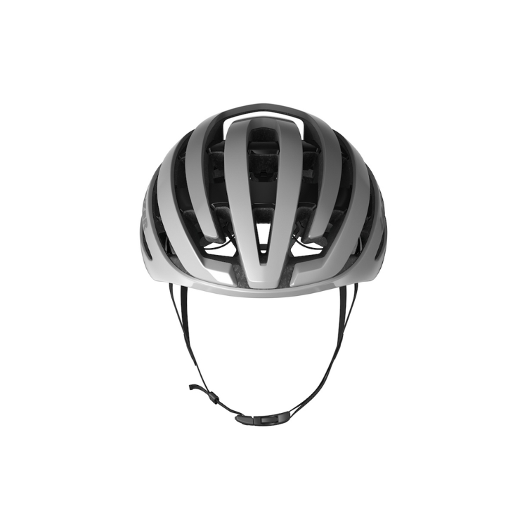 Lazer Z1 harbour gray helmet with black strap, front view
