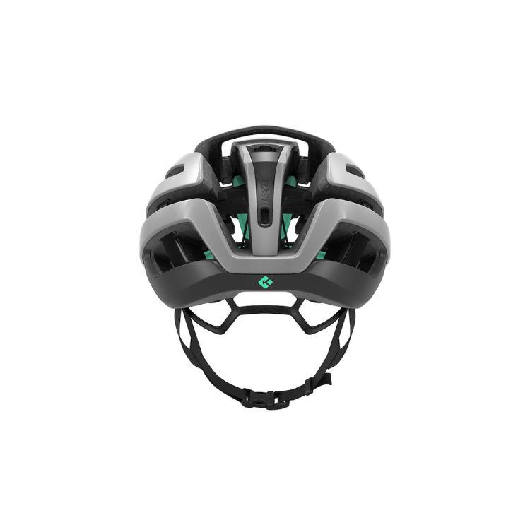Lazer Z1 harbour gray helmet with black strap, back view