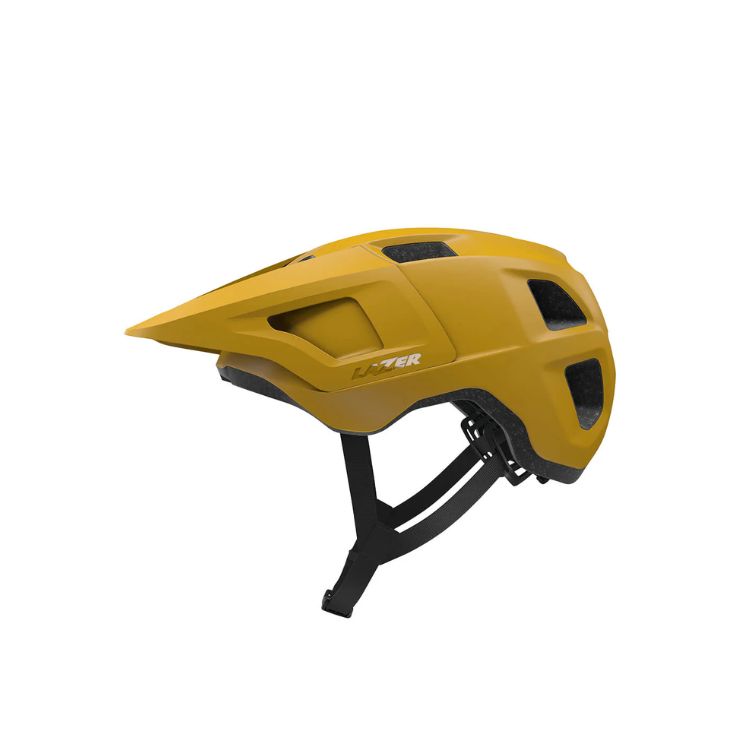 Lazer Lupo matte autumn helmet with black strap with Lazer logo, left view