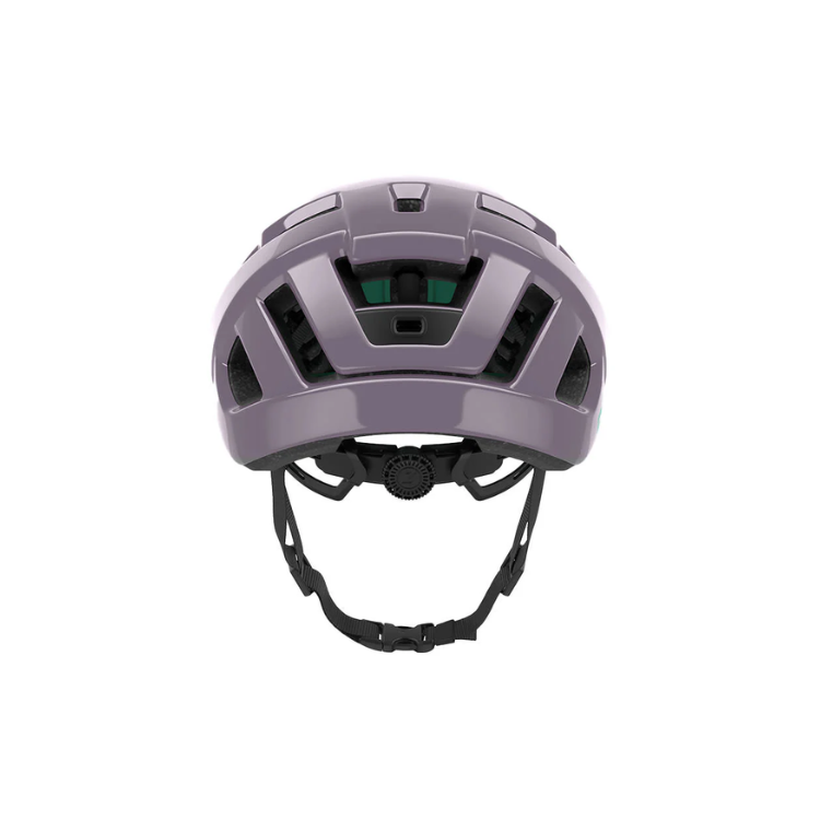 Lazer Tempo mulberry helmet with black strap, back view