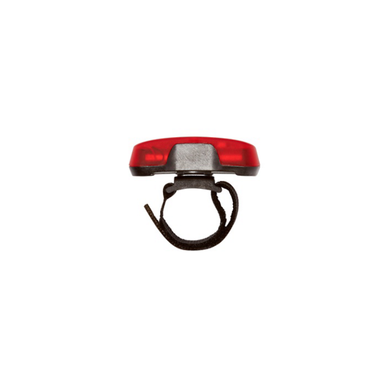 Lazer red bicycle helmet LED light with black velcro strap, front view
