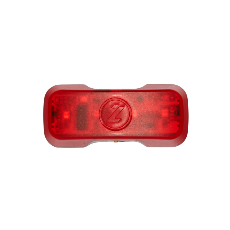Lazer bicycle helmet LED light with a brand logo on front, red 