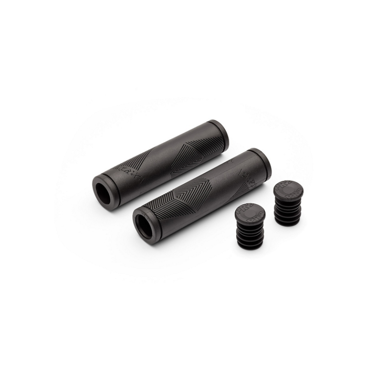Two bicycle handlebar grips with additional rubber covers, black