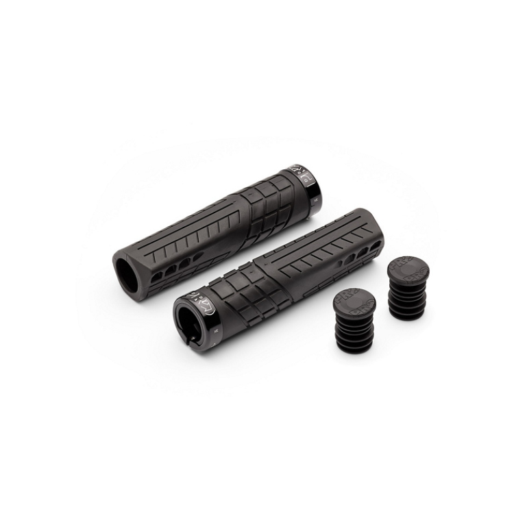 Two bicycle handlebar grips with additional rubber covers, black