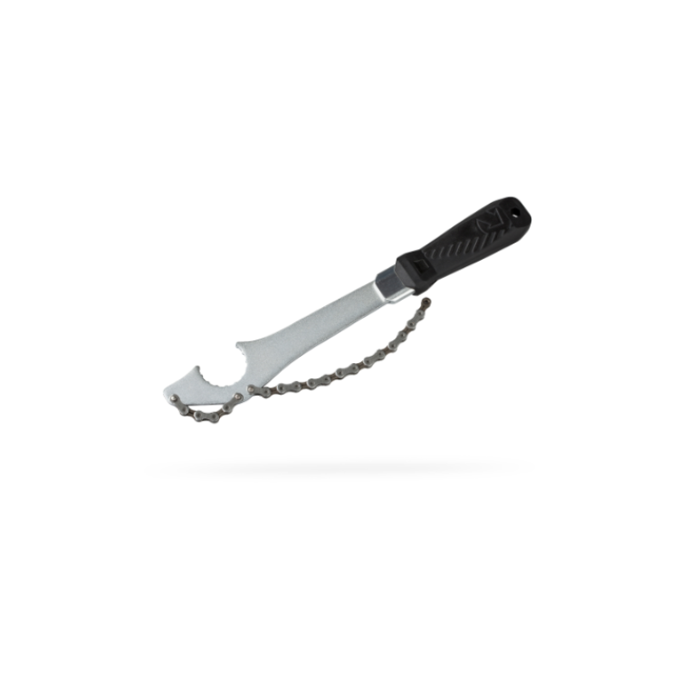 PRO metal chainwhip for 12 speed installation, silver tool with black handle