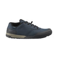 Dark blue shoes with black laces, black sole, right view