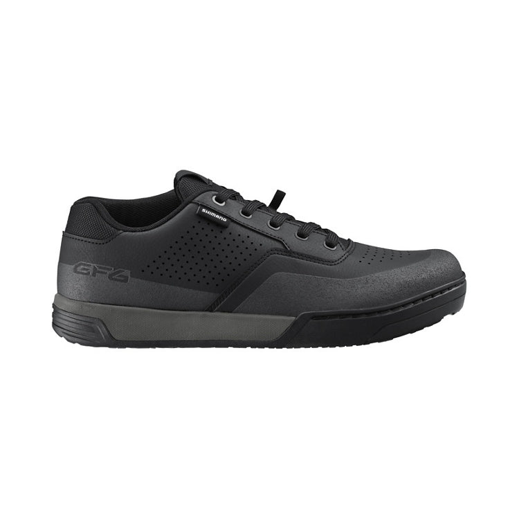 Black shoe and black sole with laces, right view