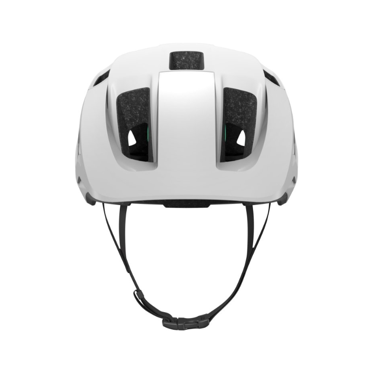Lazer Lupo matte white helmet with black strap, front view