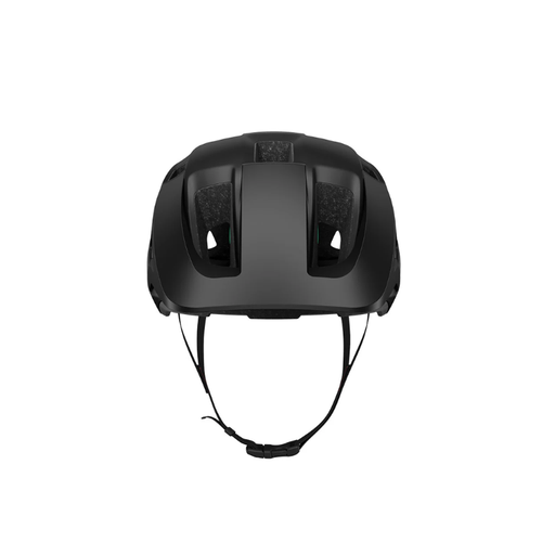Lazer Lupo matte black helmet with black strap, front view