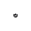 3D rendering of a black threaded locknut with four evenly spaced notches around the top edge, shown against a light gray background.