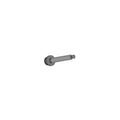 3D rendering of a small gray cylindrical metal pin or axle with a wider circular flange at one end and a narrower tip at the other, shown against a light gray background.